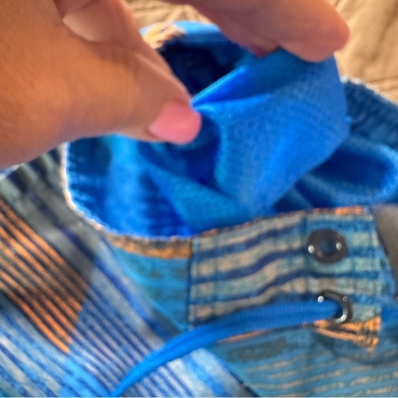 Nike Blue & Orange Men's sz Small Swim Trunks Board Shorts Zip Pocket Drawstring - Picture 7 of 15